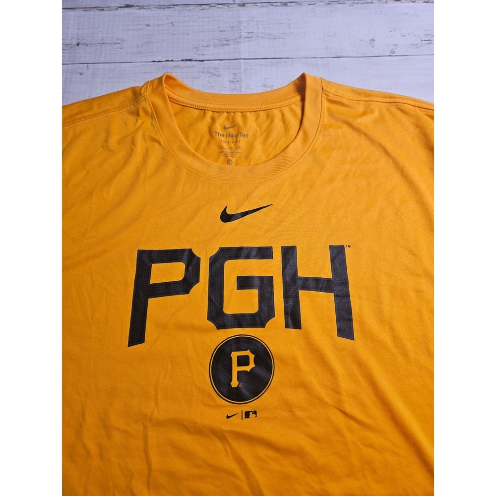 Nike Pittsburgh Pirates PGH Dri-FIT Shirt Mens 3XL Gold MLB Baseball Tee